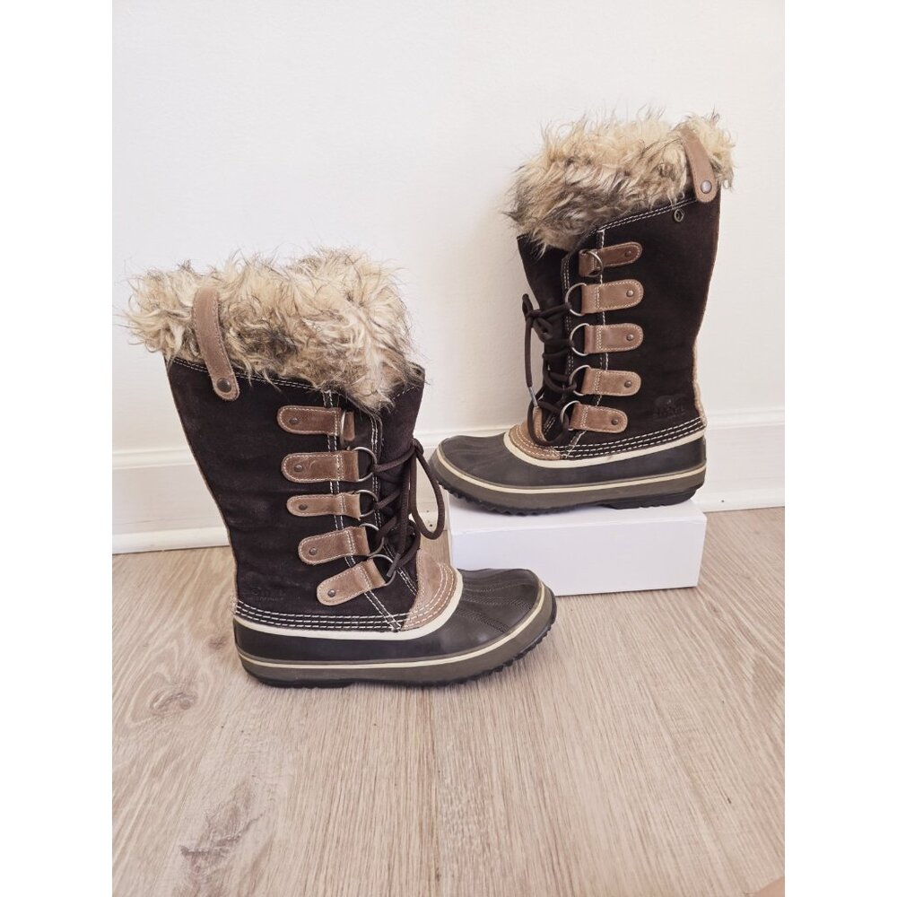 Sorel Joan Of Arctic Waterproof  Snow Winter Boots 9 Brown Faux Fur Leather - Picture 11 of 11